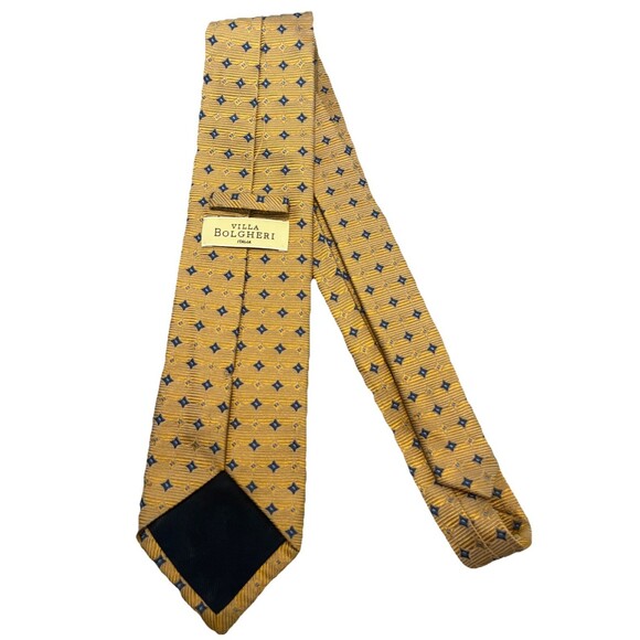 VILLA BOLGHERI Men’s Italia Silk Necktie Italy Gold Colored 61 Inch Length - Picture 1 of 5